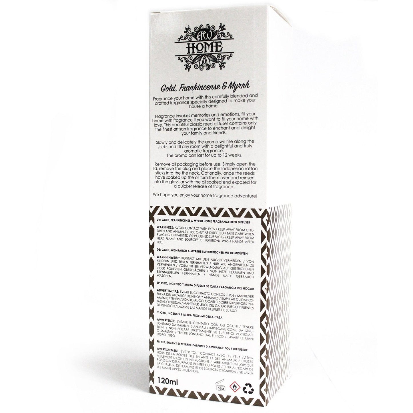 120 ml lazdelinis difuzorius – auksas, smilkalai ir mira