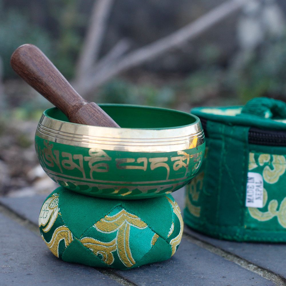 Mini Singing Bowl Gift Set - Green - Gokshope