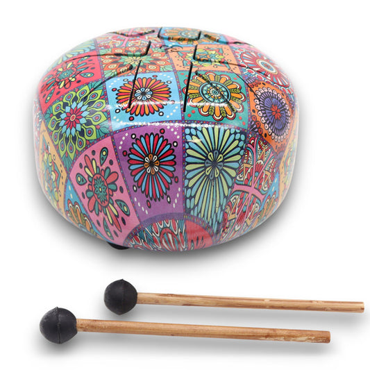Steel Tongue Happy Drum - Multi Coloured - 17x13cm
