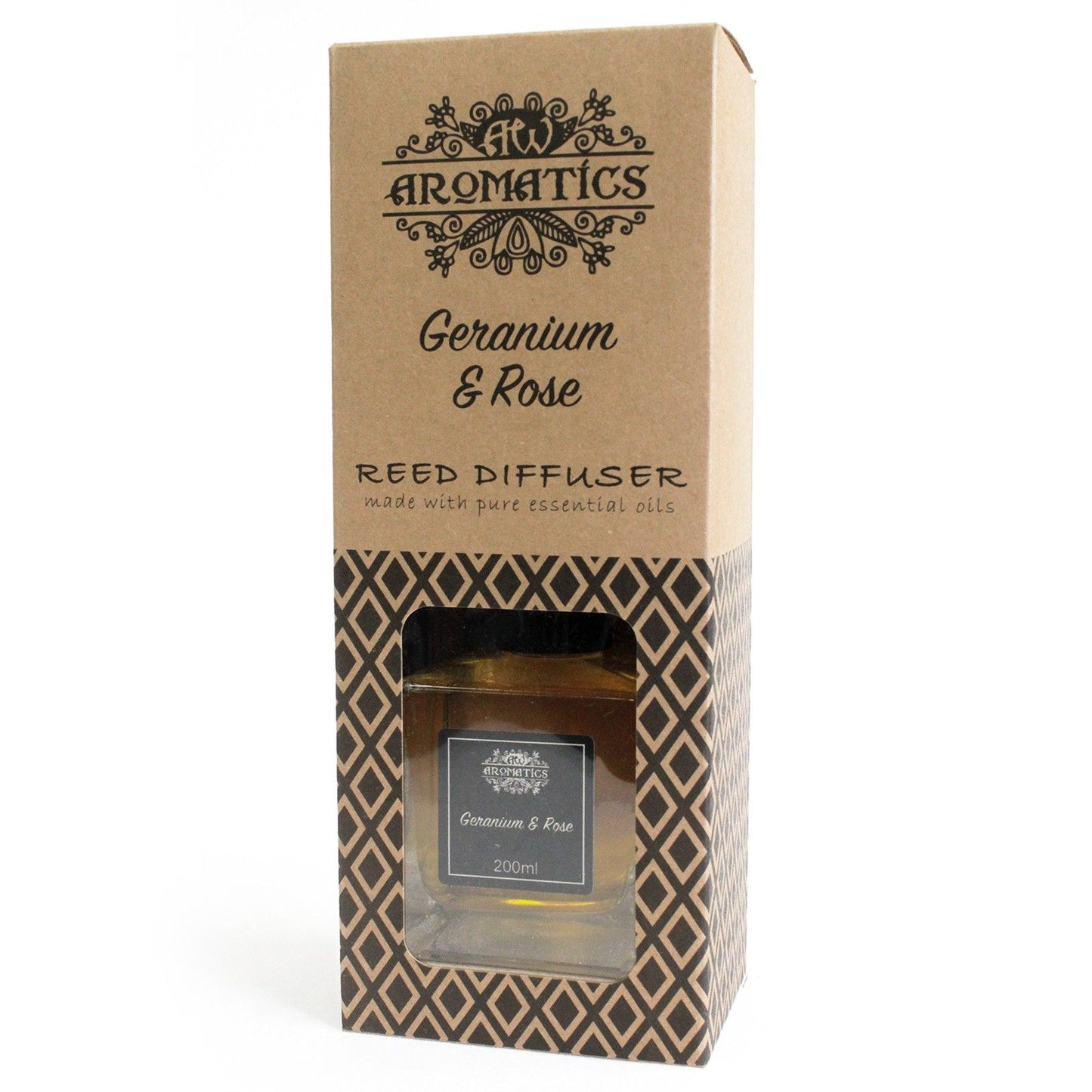 200 ml pelargonijų ir rožių eterinio aliejaus difuzorius su lazdelėmis