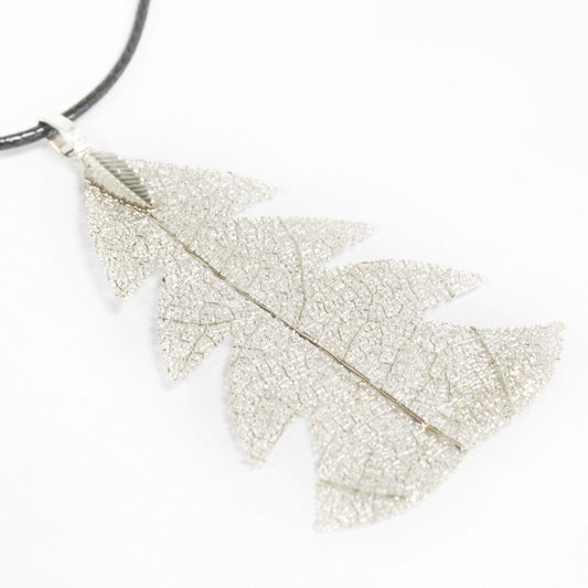 Silver Fir Leaf Necklace - Real Leaf Jewelry - Festive Fir