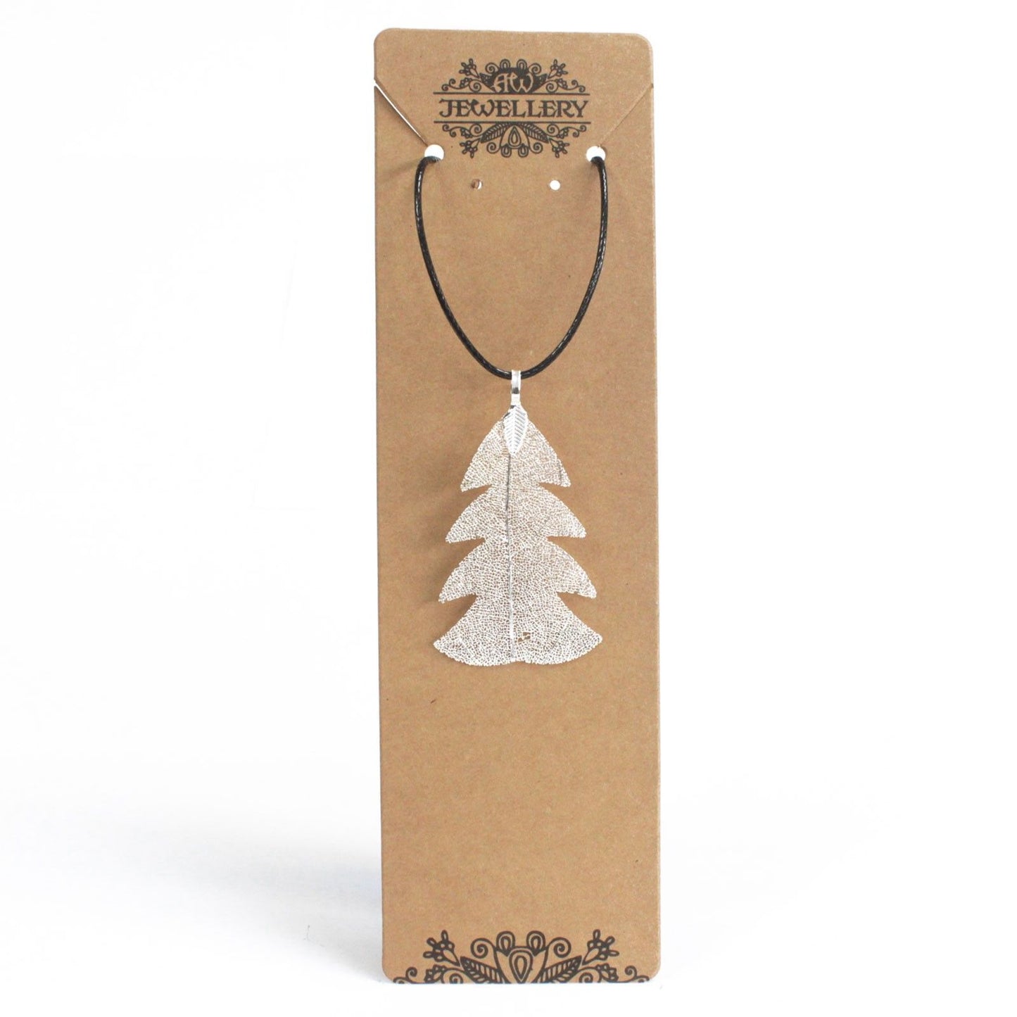 Silver Fir Leaf Necklace - Real Leaf Jewelry - Festive Fir
