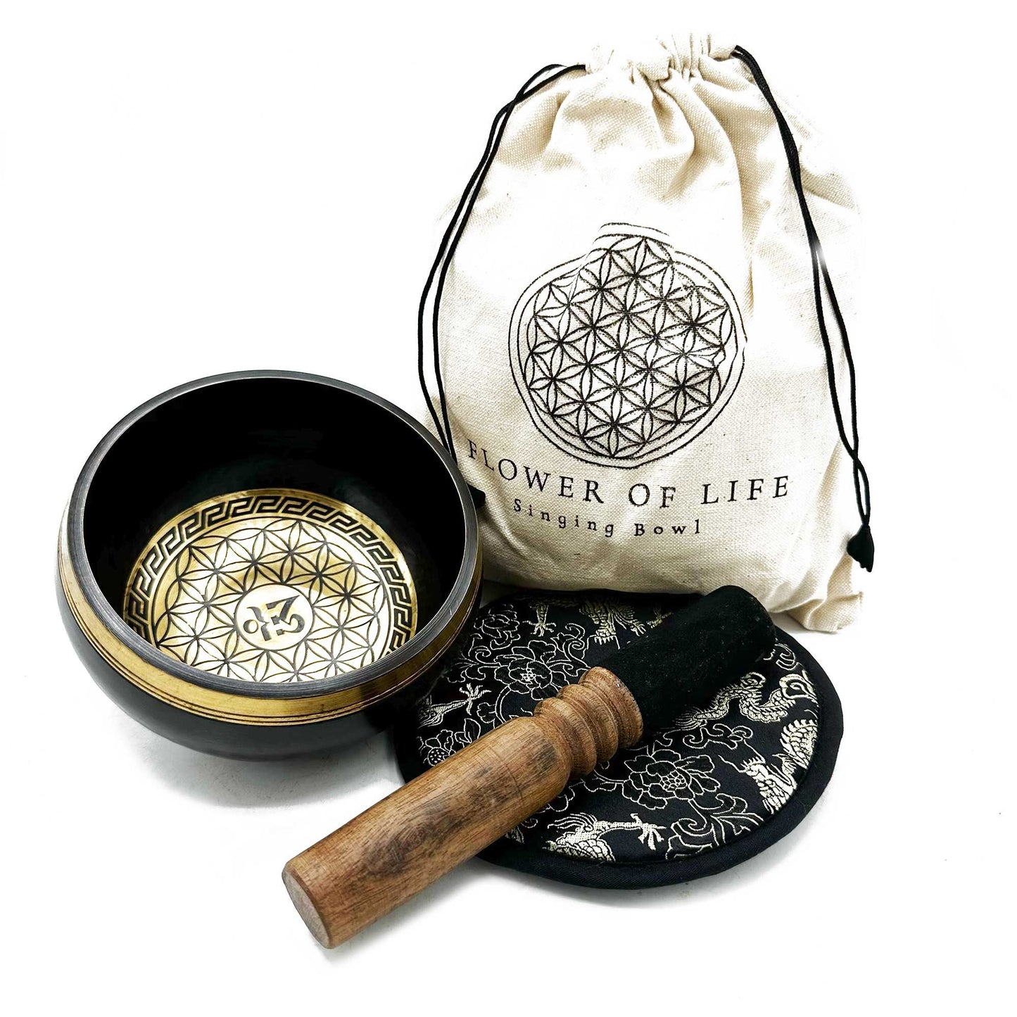 Hand Beaten & Engraved Singing Bowl - Flower of Life 14cm 835g
