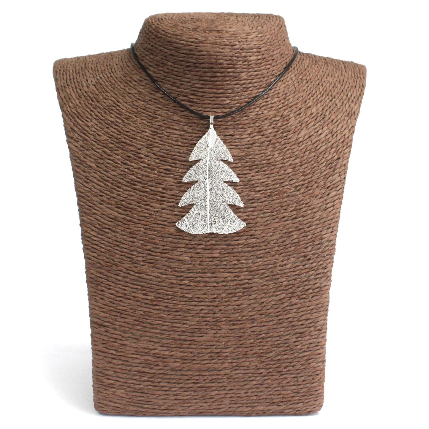 Silver Fir Leaf Necklace - Real Leaf Jewelry - Festive Fir