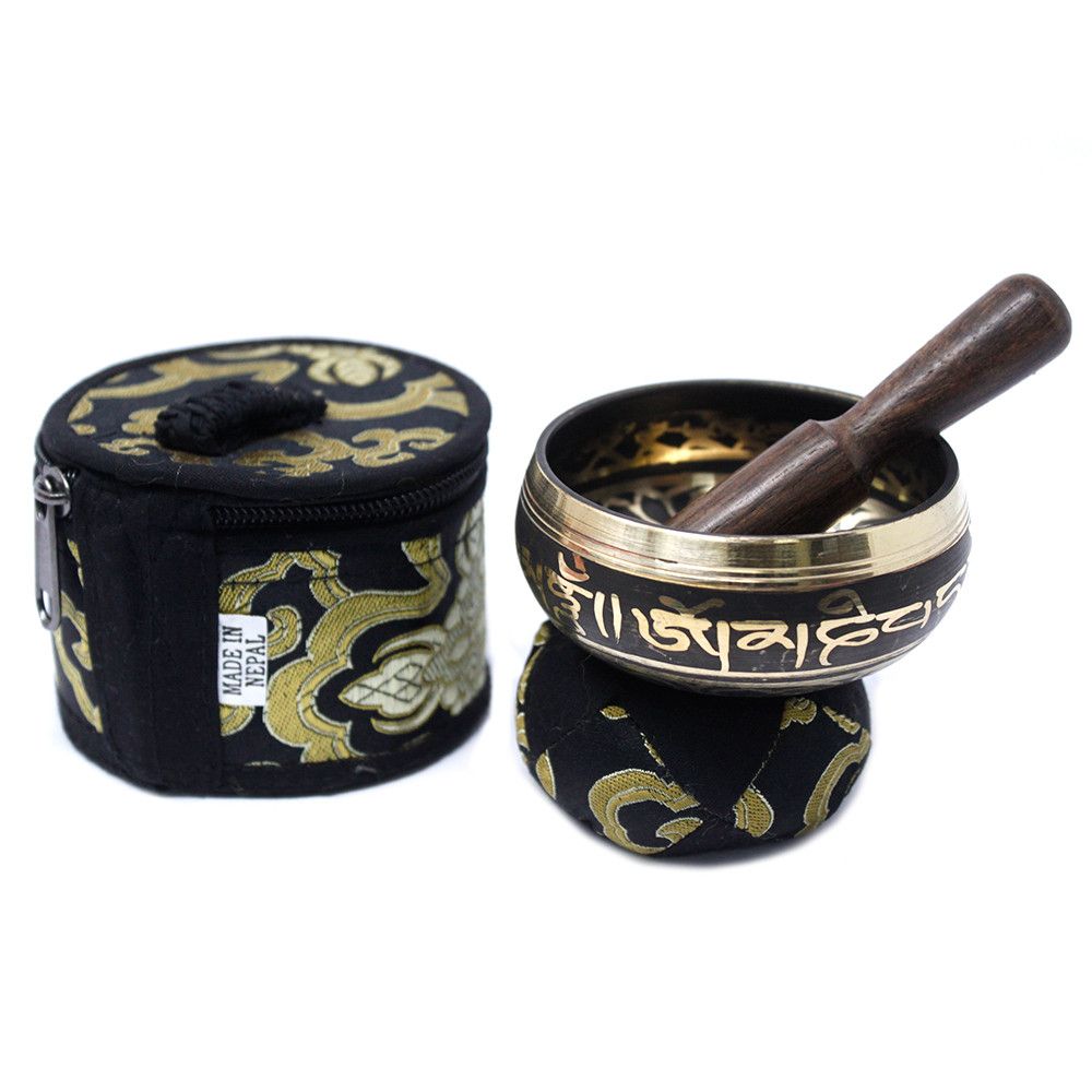 Mini Singing Bowl Gift Set - Black - Gokshope