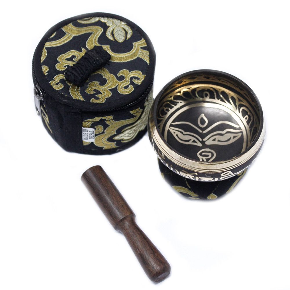 Mini Singing Bowl Gift Set - Black - Gokshope