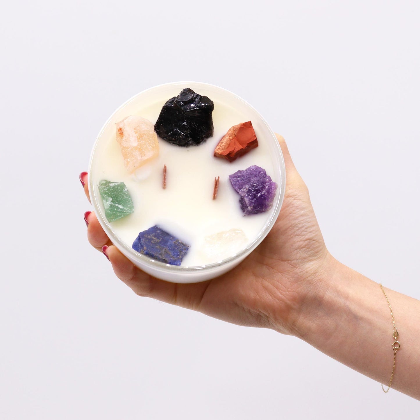 Chakra Crystal Candles Large - Seven Charkra