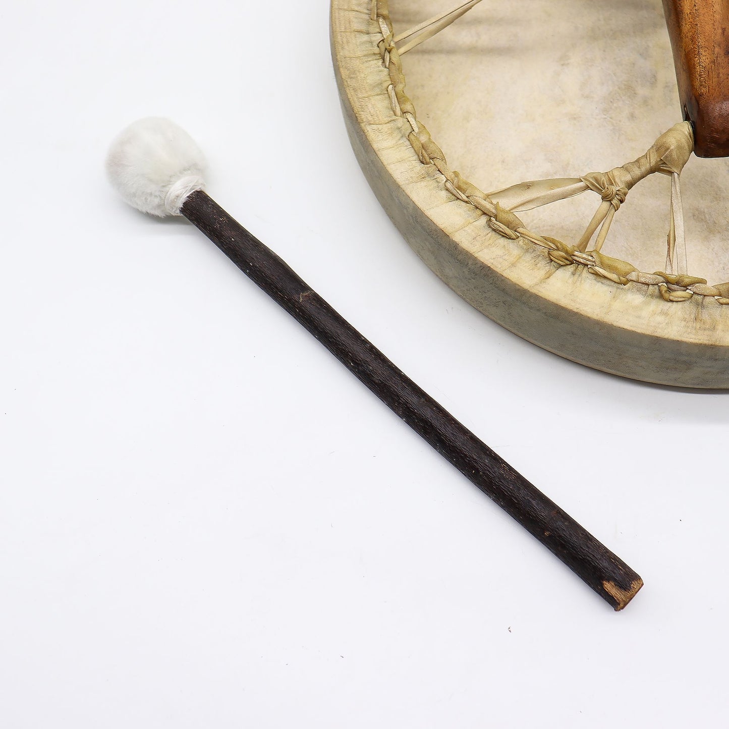 Vilko dvasios šamaniškas būgnas - derinamas 40 cm, rankomis drožtas