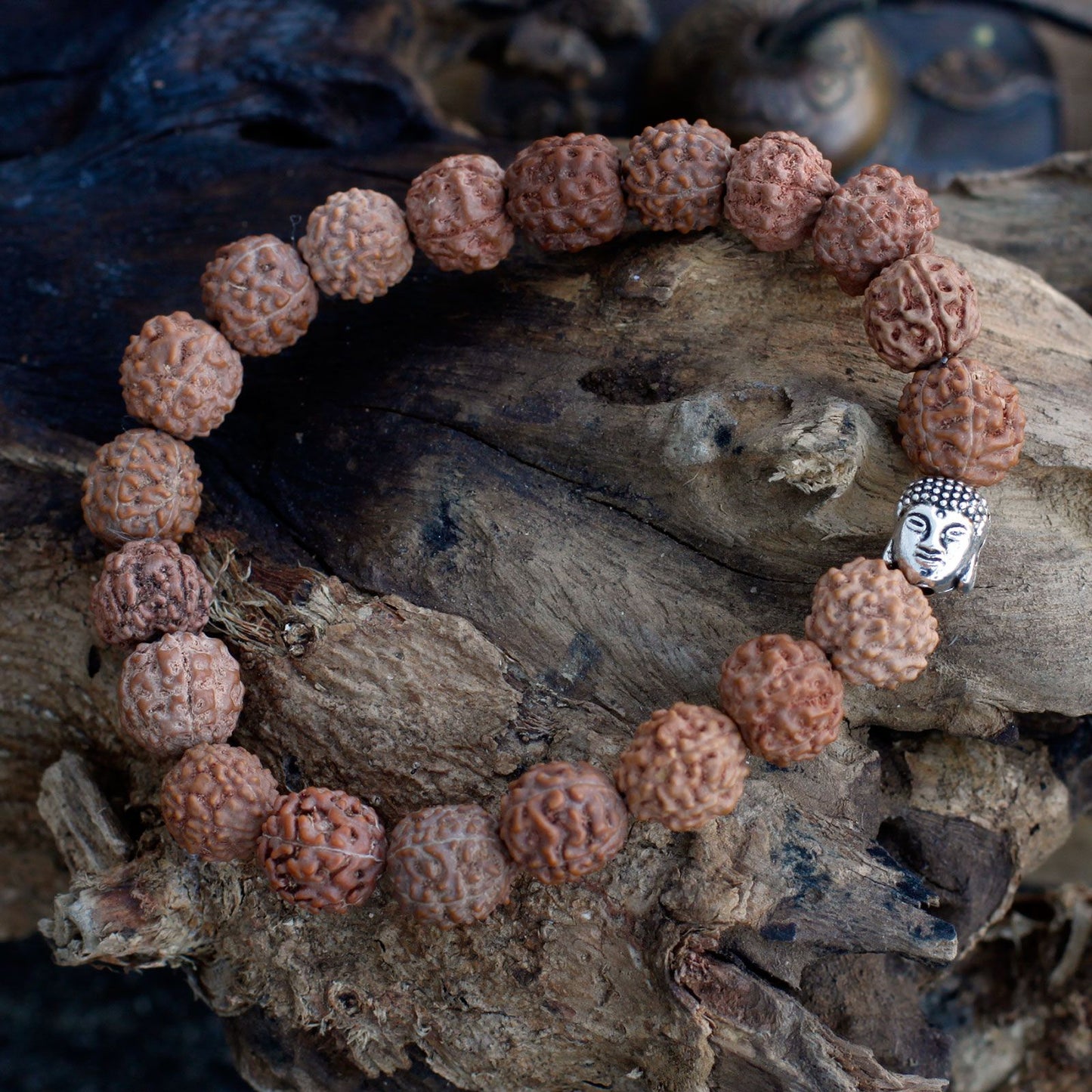 Rudraksha Buddah Bangle Mala – natūralus