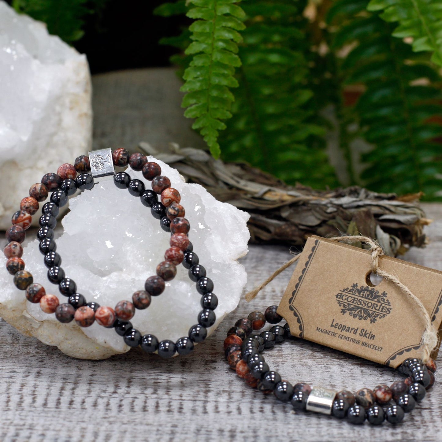Magnetinė brangakmenių apyrankė – leopardo oda