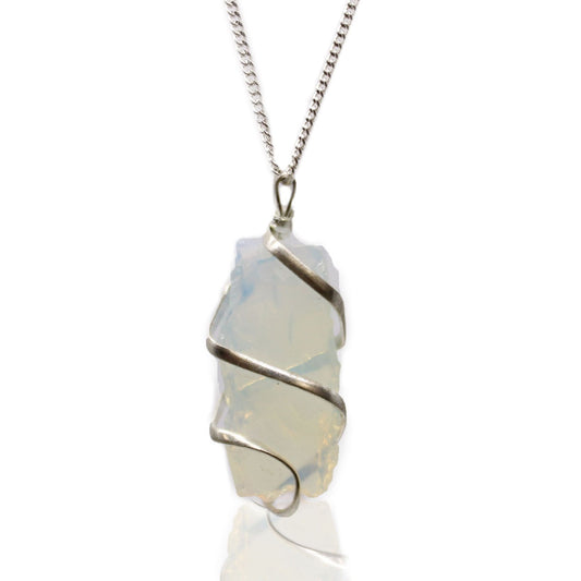 Cascade Wrapped Necklace - Rough Opalite - Indian Gemstone