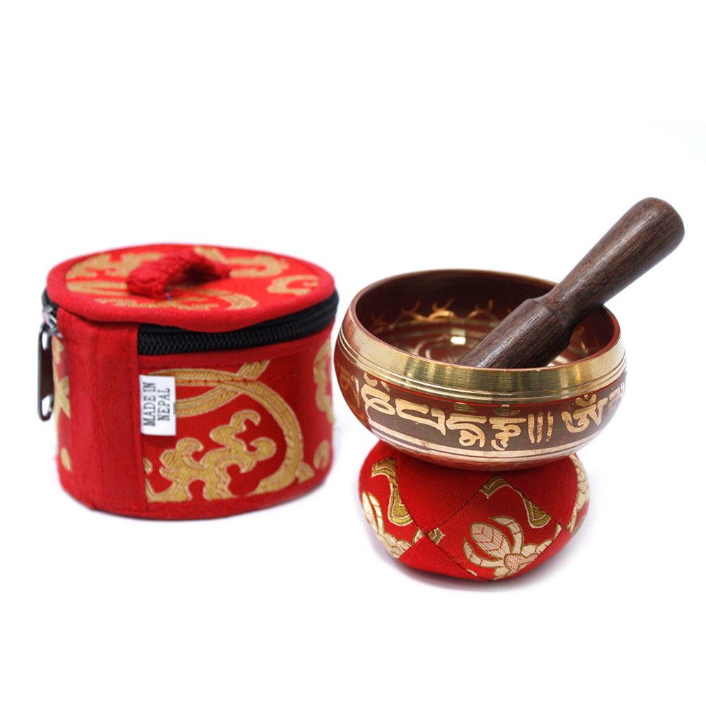 Mini Singing Bowl Gift Set - Red - Gokshope