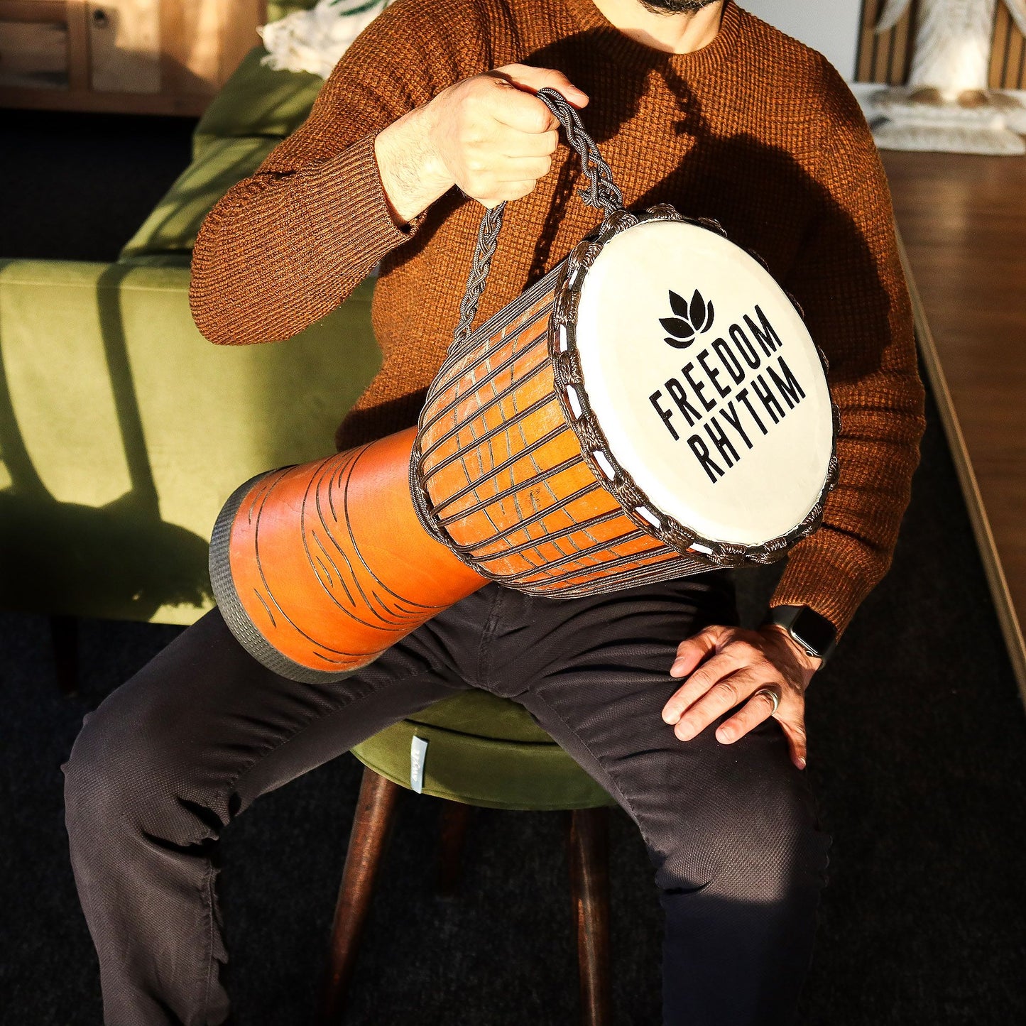 Large Pro Djembe Drum - Freedom Rhythm (high) - 50cm (22cm Diia)