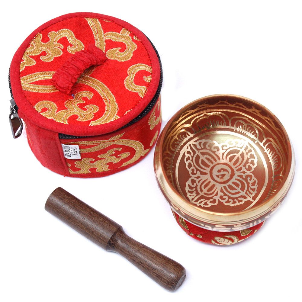 Mini Singing Bowl Gift Set - Red - Gokshope