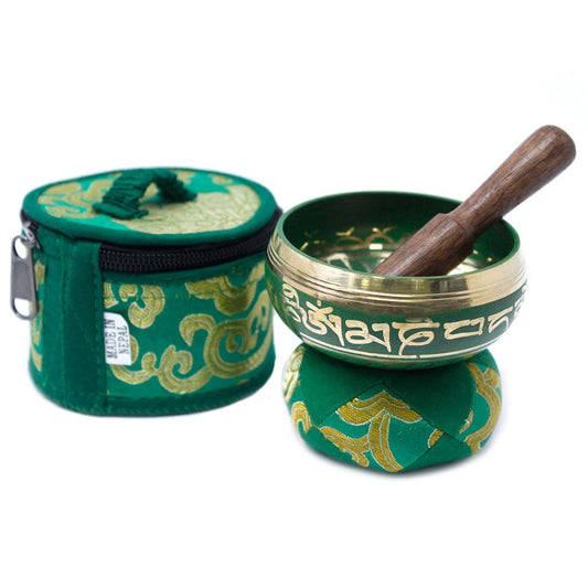 Mini Singing Bowl Gift Set - Green - Gokshope