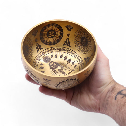 Gryno žalvario graviruotų jogos lazdelių rinkinys (4 vnt.) – „Sacred Collection“, 3,85 kg