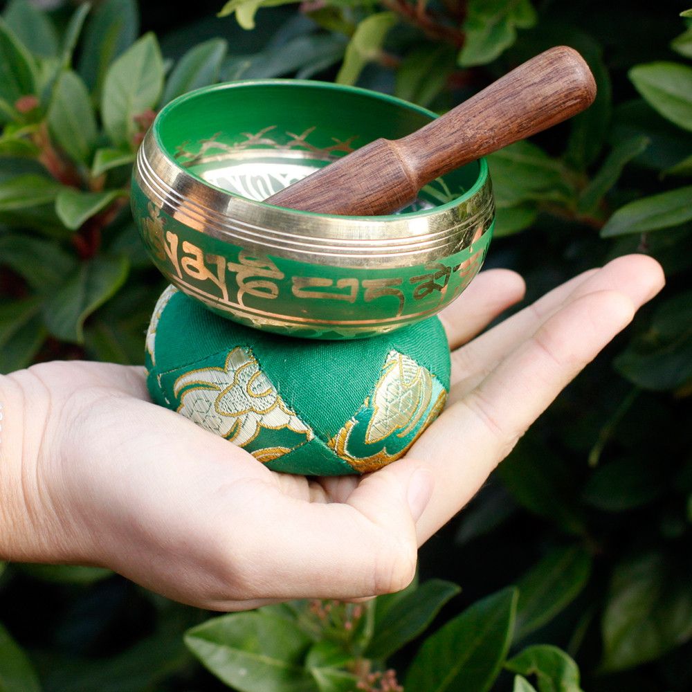 Mini Singing Bowl Gift Set - Green - Gokshope