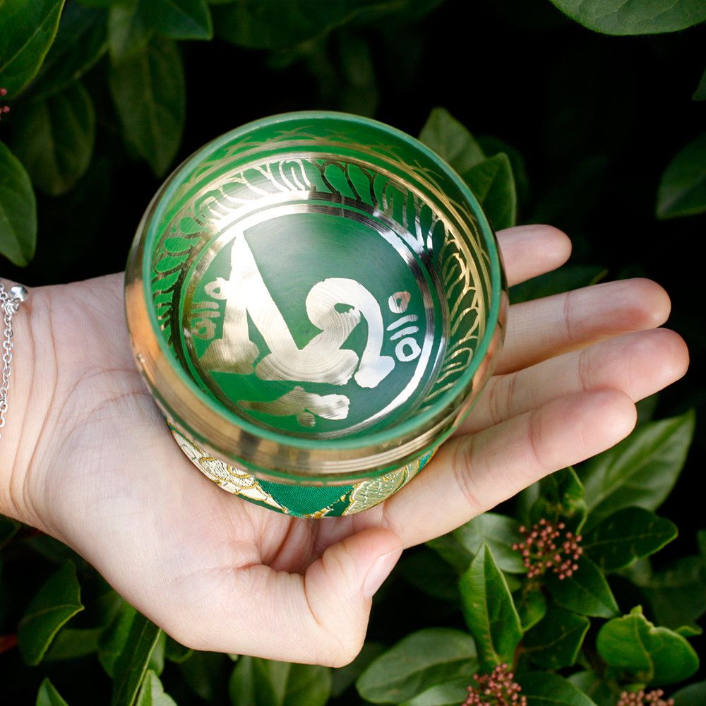 Mini Singing Bowl Gift Set - Green - Gokshope