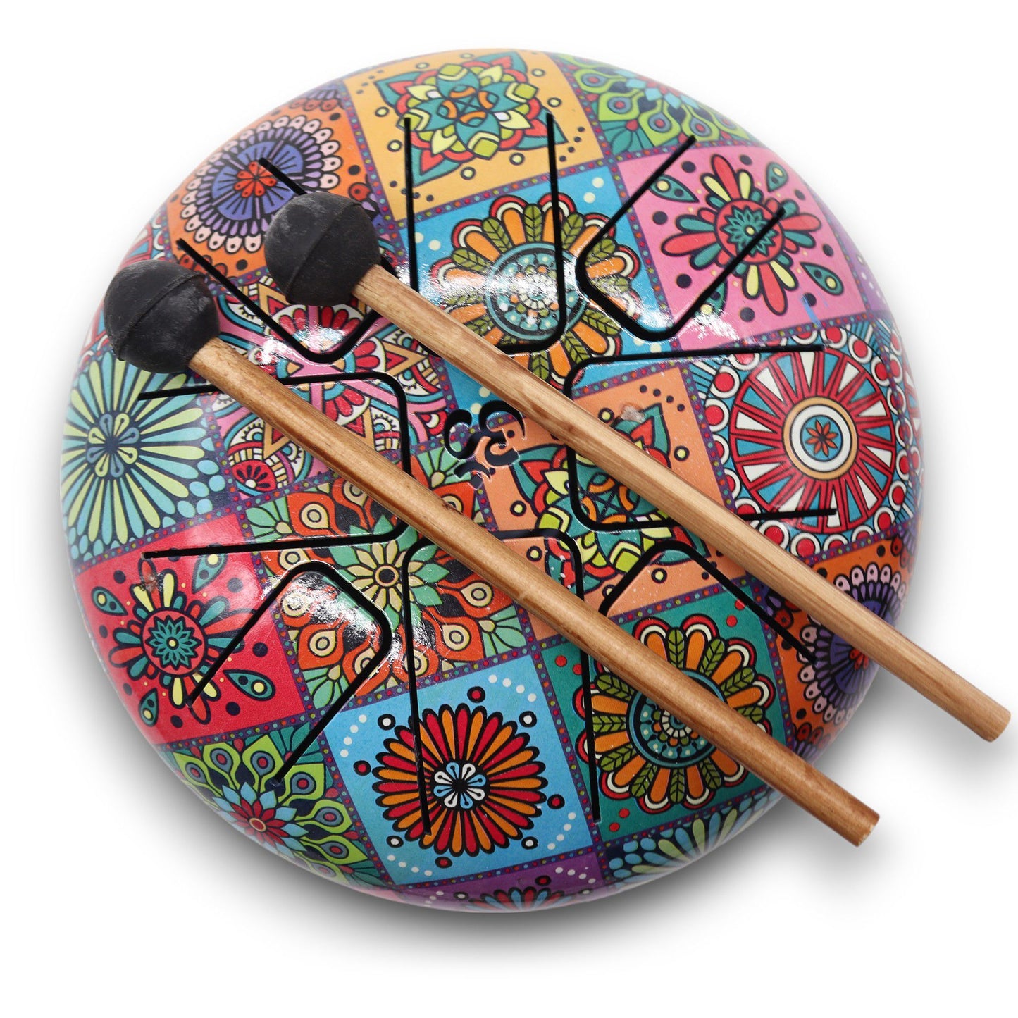 Steel Tongue Happy Drum - Multi Coloured - 17x13cm