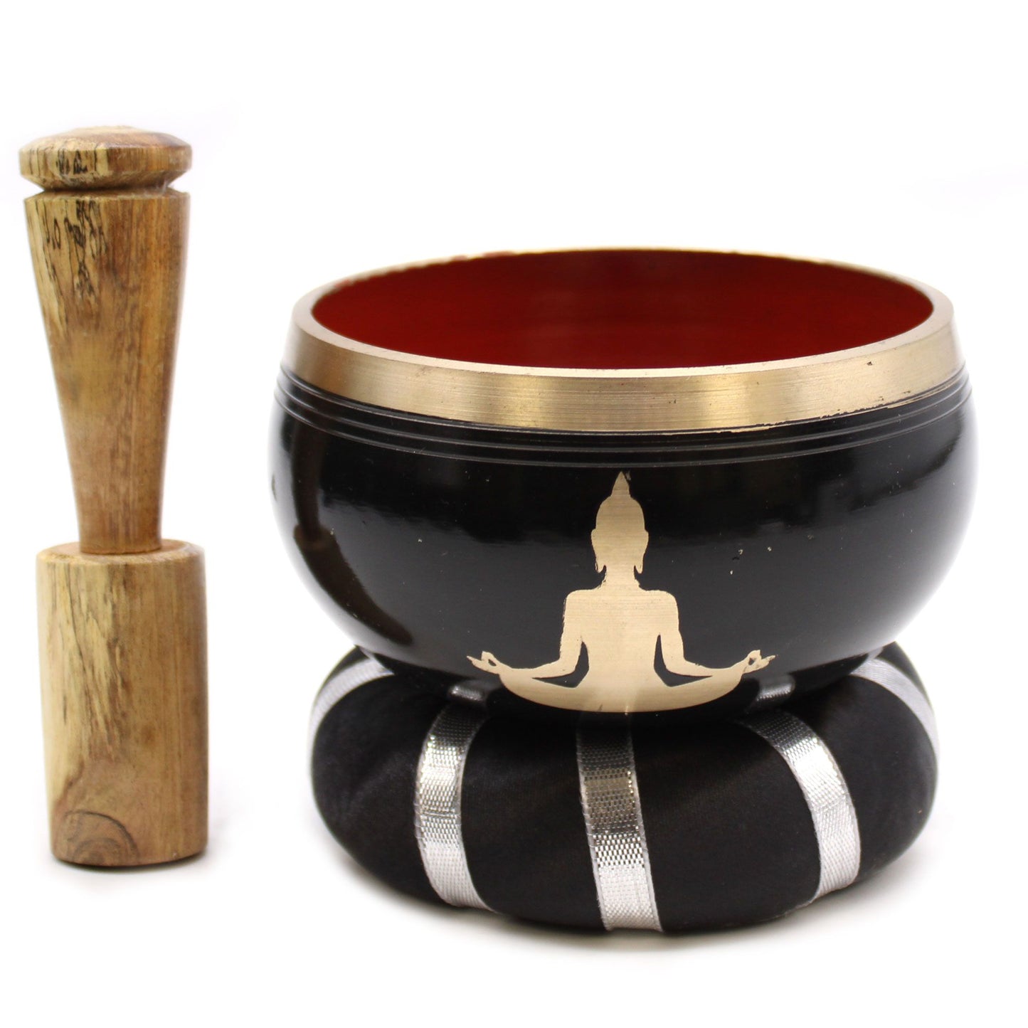 Buddha Singing Bowl Set - Black & Orange 10.7cm Meditation