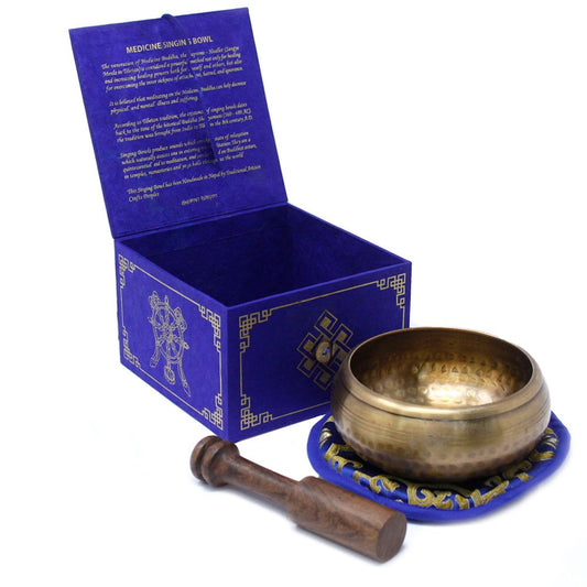 Medicine Buddha Singing Bowl Set 10cm (min 500gm) - Gokshope