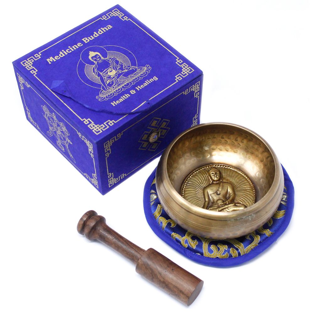 Medicine Buddha Singing Bowl Set 10cm (min 500gm) - Gokshope