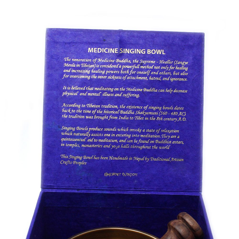 Medicine Buddha Singing Bowl Set 10cm (min 500gm) - Gokshope
