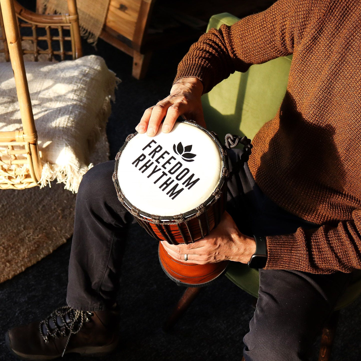 Medium Pro Djembe Drum -Freedom Rhythm (high) - 40cm (18cm Diia)