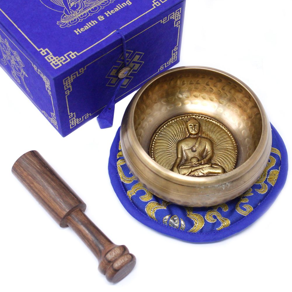 Medicine Buddha Singing Bowl Set 10cm (min 500gm) - Gokshope